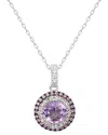 Suzy Levian Sterling Silver Round Cut Orange Citrine And Sapphire Accent Pendant