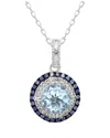 Suzy Levian Sterling Silver Round Cut Orange Citrine And Sapphire Accent Pendant