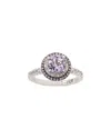 Suzy Levian Silver 0.02 Ct. Tw. Diamond & Gemstone Double Halo Ring