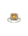 Suzy Levian Sterling Silver Purple Amethyst Cushion Cut And Sapphire Accent Ring