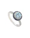 SUZY LEVIAN SUZY LEVIAN SILVER 0.02 CT. TW. DIAMOND & GEMSTONE DOUBLE HALO RING