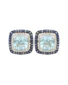 Suzy Levian Silver 0.02 Ct. Tw. Diamond & Gemstone Double Halo Studs