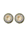 Suzy Levian Silver 0.02 Ct. Tw. Diamond & Gemstone Double Halo Studs