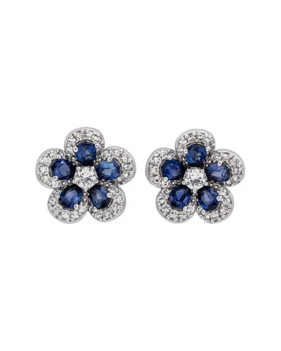 Suzy Levian Silver 0.02 Ct. Tw. Diamond & Gemstone Flower Earrings
