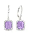 Suzy Levian Silver 0.02 Ct. Tw. Diamond & Gemstone Halo Dangling Earring