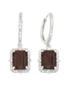 SUZY LEVIAN SUZY LEVIAN SILVER 0.02 CT. TW. DIAMOND & GEMSTONE HALO DANGLING EARRING