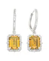 SUZY LEVIAN SUZY LEVIAN SILVER 0.02 CT. TW. DIAMOND & GEMSTONE HALO DANGLING EARRING