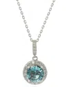 Suzy Levian Sterling Silver Round Cut Blue Topaz And White Topaz Pendant