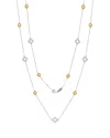 Suzy Levian Silver 0.02 Ct. Tw. Diamond & Gemstone Station Necklace In Metallic