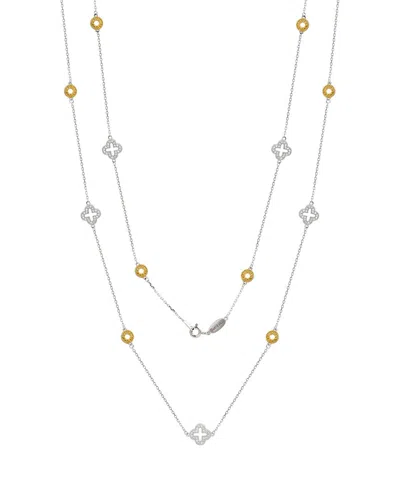 SUZY LEVIAN SUZY LEVIAN SILVER 0.02 CT. TW. DIAMOND & GEMSTONE STATION NECKLACE