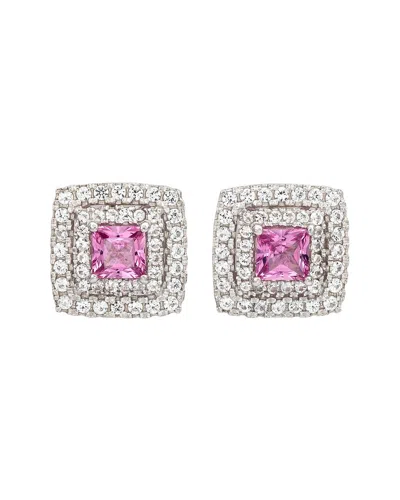 Suzy Levian Silver 0.02 Ct. Tw. Diamond & Gemstone Stud Earrings