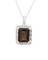 Suzy Levian Silver 0.02 Ct. Tw. Diamond & Gemstone Unique Halo Pendant
