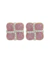 Suzy Levian Sterling Silver Blue And White Sapphire Wrapped Cushion Earrings In Pink