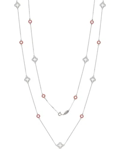 Suzy Levian Sterling Silver Pink Sapphire & Diamon In Multi