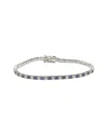 Suzy Levian Sterling Silver Round-cut Pink And White Sapphire Tennis Bracelet