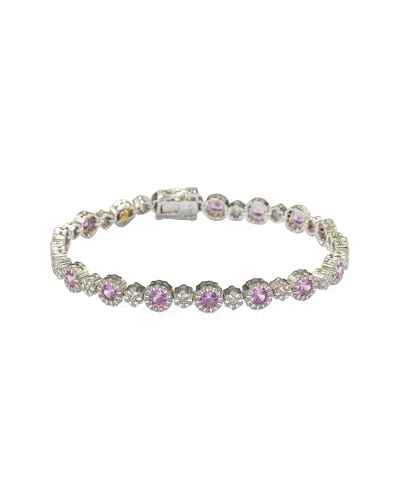 Suzy Levian Sterling Silver Pink Sapphire And Diamond Accent Bracelet In Purple