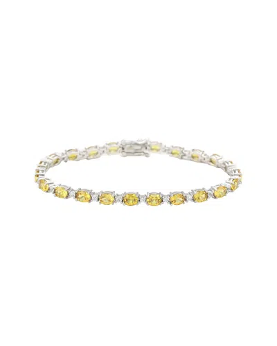 Suzy Levian Sterling Silver Oval-cut Yellow Sapphire Tennis Bracelet
