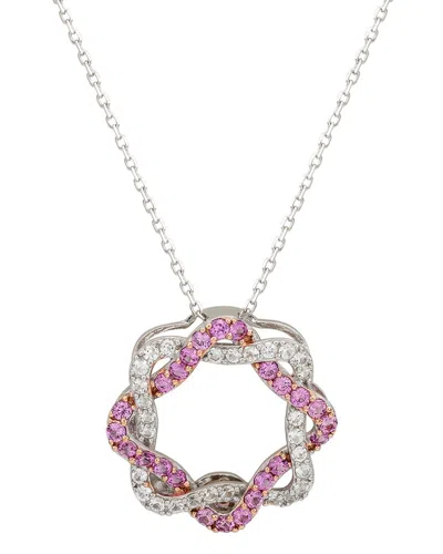 Suzy Levian Silver 0.02 Ct. Tw. Diamond & Sapphire Circle Pendant
