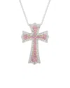 Suzy Levian Silver 0.02 Ct. Tw. Diamond & Sapphire Cross Pendant