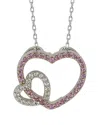 Suzy Levian Silver 0.02 Ct. Tw. Diamond & Sapphire Double Heart Pendant Necklace