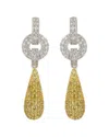 Suzy Levian Silver 0.02 Ct. Tw. Diamond & Sapphire Drop Earrings In Silver