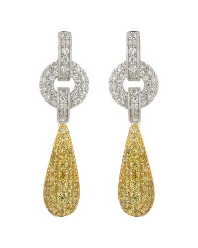 Suzy Levian Silver 0.02 Ct. Tw. Diamond & Sapphire Drop Earrings