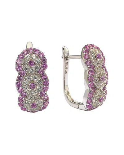 Suzy Levian Silver 0.02 Ct. Tw. Diamond & Sapphire Earrings