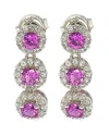 Suzy Levian Sterling Silver Pink Sapphire & Diamond Accent Circle Dangle Earrings
