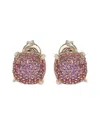 Suzy Levian Sterling Silver Pink Sapphire & Diamond Accent Pave Cluster Earrings