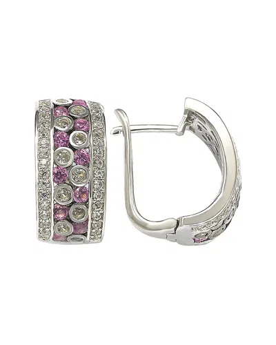 Suzy Levian Silver 0.02 Ct. Tw. Diamond & Sapphire Earrings