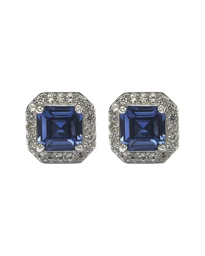 Suzy Levian Silver 0.02 Ct. Tw. Diamond & Sapphire Earrings
