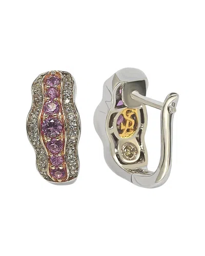 Suzy Levian Sterling Silver Pink Sapphire And Diamond Accent Earrings In Red
