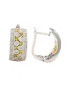 Suzy Levian Silver 0.02 Ct. Tw. Diamond & Sapphire Earrings In Silver