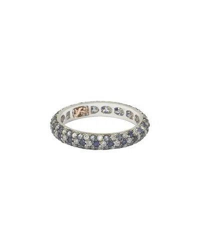 Suzy Levian Silver 0.02 Ct. Tw. Diamond & Sapphire Eternity Ring