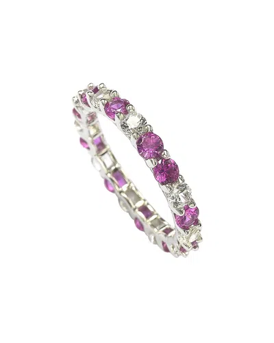 Suzy Levian Silver 0.02 Ct. Tw. Diamond & Sapphire Eternity Ring