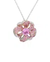 Suzy Levian Silver 0.02 Ct. Tw. Diamond & Sapphire Floral Pendant