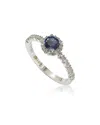 Suzy Levian Silver 0.02 Ct. Tw. Diamond & Sapphire Half-eternity Ring