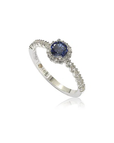 Suzy Levian Silver 0.02 Ct. Tw. Diamond & Sapphire Half-eternity Ring