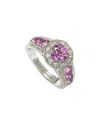 Suzy Levian Silver 0.02 Ct. Tw. Diamond & Sapphire Half-eternity Ring In Silver