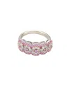 Suzy Levian Silver 0.02 Ct. Tw. Diamond & Sapphire Half-eternity Ring In Silver