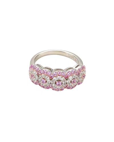 Suzy Levian Silver 0.02 Ct. Tw. Diamond & Sapphire Half-eternity Ring