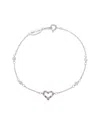 Suzy Levian Silver 0.02 Ct. Tw. Diamond & Sapphire Heart Bracelet