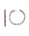 Suzy Levian Silver 0.02 Ct. Tw. Diamond & Sapphire Hoops In Silver