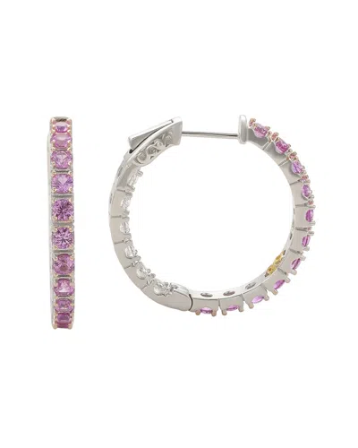 Suzy Levian Silver 0.02 Ct. Tw. Diamond & Sapphire Hoops