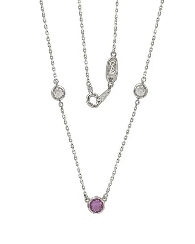 Suzy Levian Silver 0.02 Ct. Tw. Diamond & Sapphire Necklace