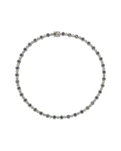 Suzy Levian Silver 0.02 Ct. Tw. Diamond & Sapphire Necklace