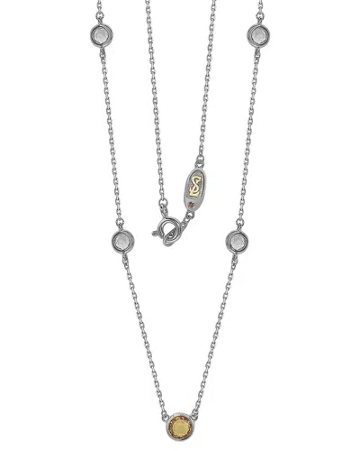Suzy Levian Silver 0.02 Ct. Tw. Diamond & Sapphire Necklace