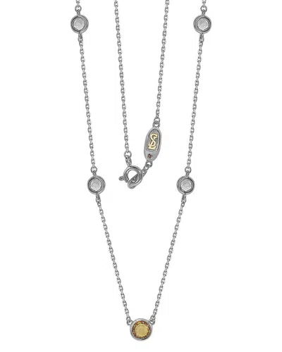 Suzy Levian Silver 0.02 Ct. Tw. Diamond & Sapphire Necklace