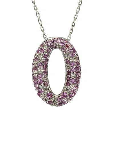 Suzy Levian Silver 0.02 Ct. Tw. Diamond & Sapphire Pendant Necklace
