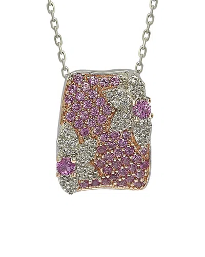 Suzy Levian Silver 0.02 Ct. Tw. Diamond & Sapphire Pendant Necklace